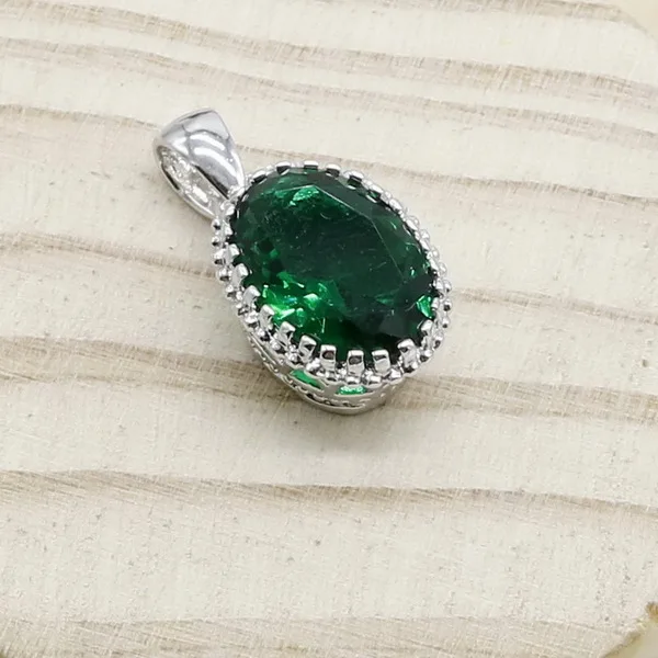 Green No chain Blue White Opal Green Pink Zirocnia 925 Silver Necklace Pendant For Women 4 colors Gift Jewelry - Окраска металла: Green No chain