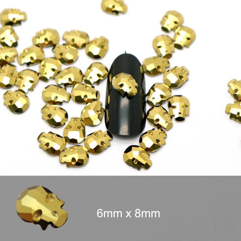 XP002 6x8mm 72 шт Аурум кристаллы для ногтей алмазные СТРАЗА под Камень Золото Ретро дизайн стеклянные стразы для 3D украшения для ногтей принадлежности ювелирные изделия - Цвет: XP002 6x8mm