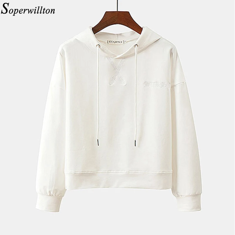 Хлопчатобумажные трикотажные толстовки для женщин 2021 вышивка Harajuku Толстовка с
