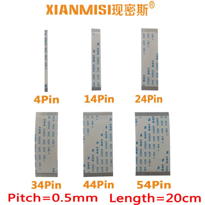 FFC FPC плоский гибкий кабель-удлинитель для 4Pin 14Pin 24Pin 34Pin 44Pin 54Pin с одной стороны 0 5 мм