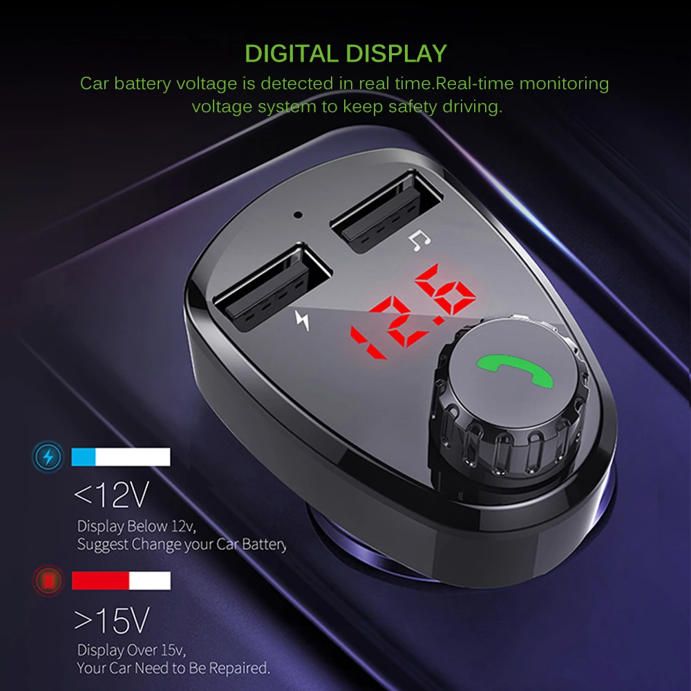 Onever беспроводной Bluetooth FM передатчик Handsfree Kit двойное USB Автомобильное зарядное устройство MP3 плеер Радио автоматический контроль напряжения