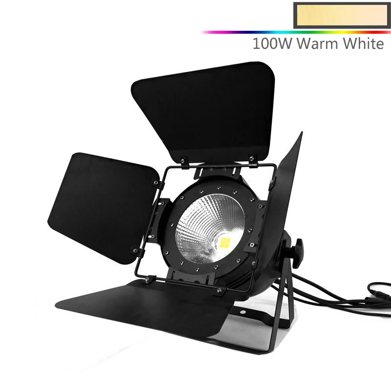 LED 100W Warm White Светодиодный 200 Вт COB светодиодный Par алюминиевый сплав с дверцами сарая холодный или теплый белый 2в1 освещение лампы DMX для сценический эффект DJ дисдисдисдисdj - Цвет: LED 100W Warm White
