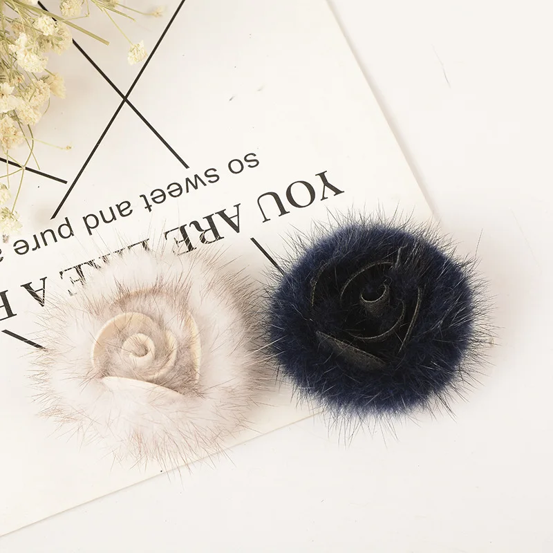 Помпон сделай сам из меха норки и кожи 6 см с пионами кроличий помпон меховые