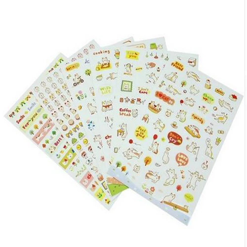 Set-8 XRHYY 1 упаковка из 6 шт. милый дневник мультфильм шаблон украшения Скрапбукинг наклейки прозрачный ПВХ канцелярские планировщик наклейки - Цвет: Set-8