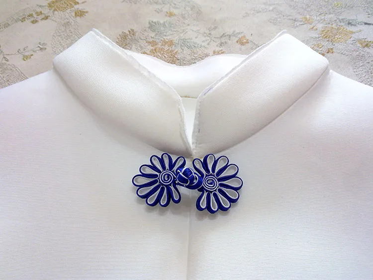 10 пар 3,5*7 см синяя пластина пуговица в виде китайского узла для Cheongsam Tang костюм китайский стиль аксессуары для одежды DIY