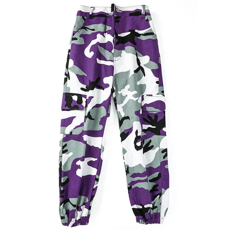 Purple pants Детский костюм для уличных танцев для мальчиков и девочек; комплект из 3 предметов; куртка; пальто; жилет; топ; камуфляжные длинные штаны; Детские модные спортивные костюмы в стиле хип-хоп - Цвет: Purple pants