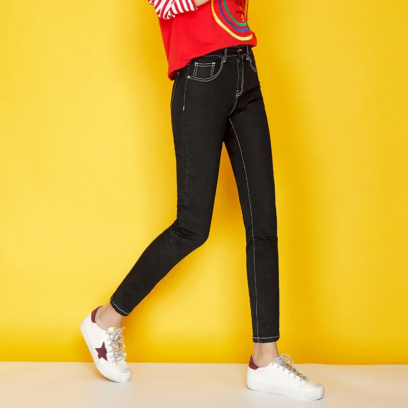 Женские джинсы карандаш LEIJIJEANS легкие эластичные средней длины со талией большие