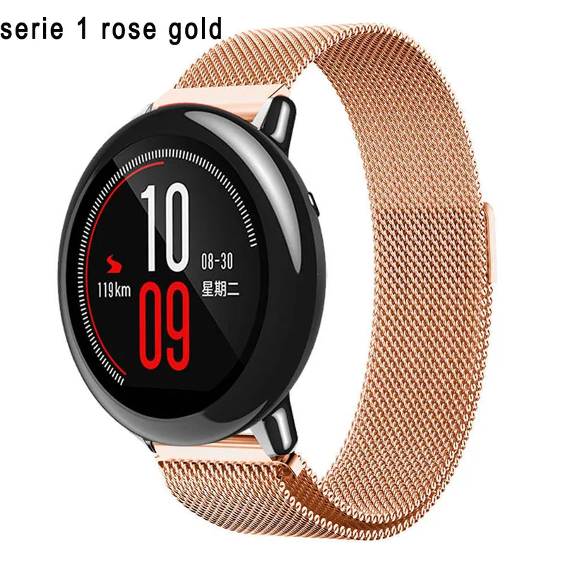 serie 1 rose gold Браслет Amazfeel 22 мм для Amazfit ремешок для Huami Amazfit Pace Stratos 2 металлический браслет из нержавеющей стали браслет Amazfit 2 ремешок - Цвет: serie 1 rose gold