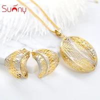 sunny jewelry fashion jewelry 2021 earrings pendant jewelry sets for women moon hollow out for party wedding anniversary gift