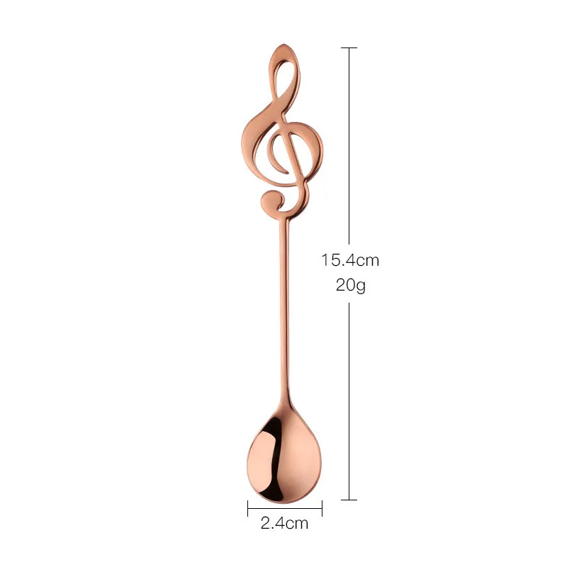 Rose Gold Музыкальная ложка из нержавеющей стали, музыкальная тема, чай, перемешивание, кафе, кофейная ложка Flatware для питья, кухонные подарки гаджеты - Цвет: Rose Gold