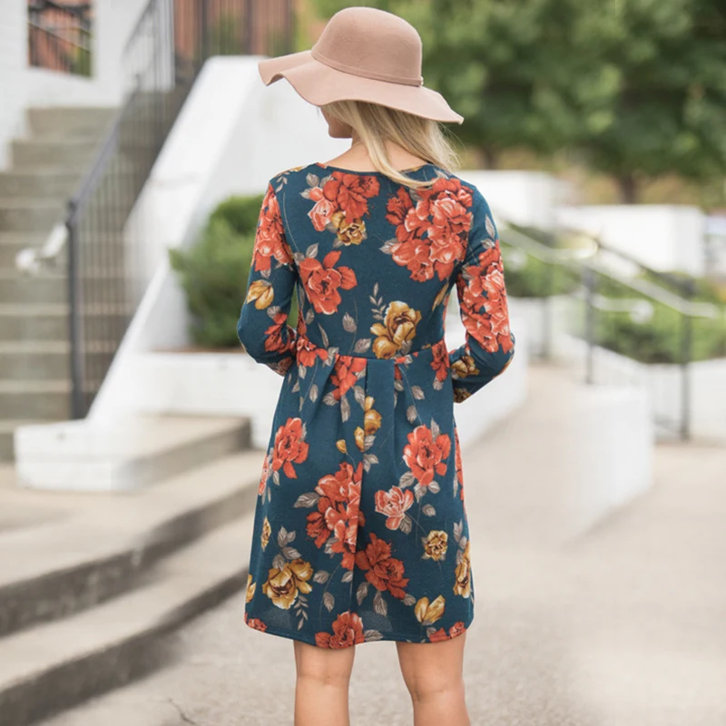 2018 Новое поступление осеннее мини-платье с длинным рукавом для женщин весеннее