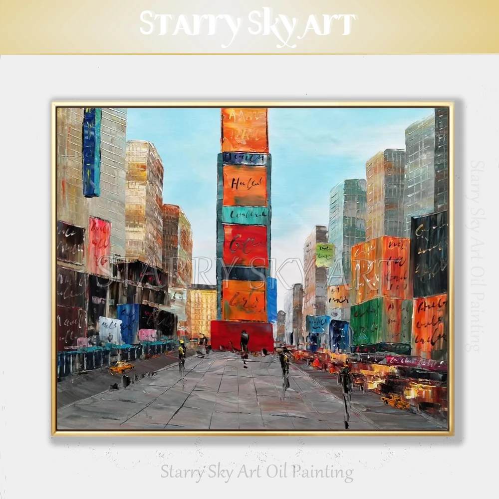 

Skilled Artist Hand-painted High Quality Modern New York Times Square Oil Painting on Canvas Beautiful New York Street Painting