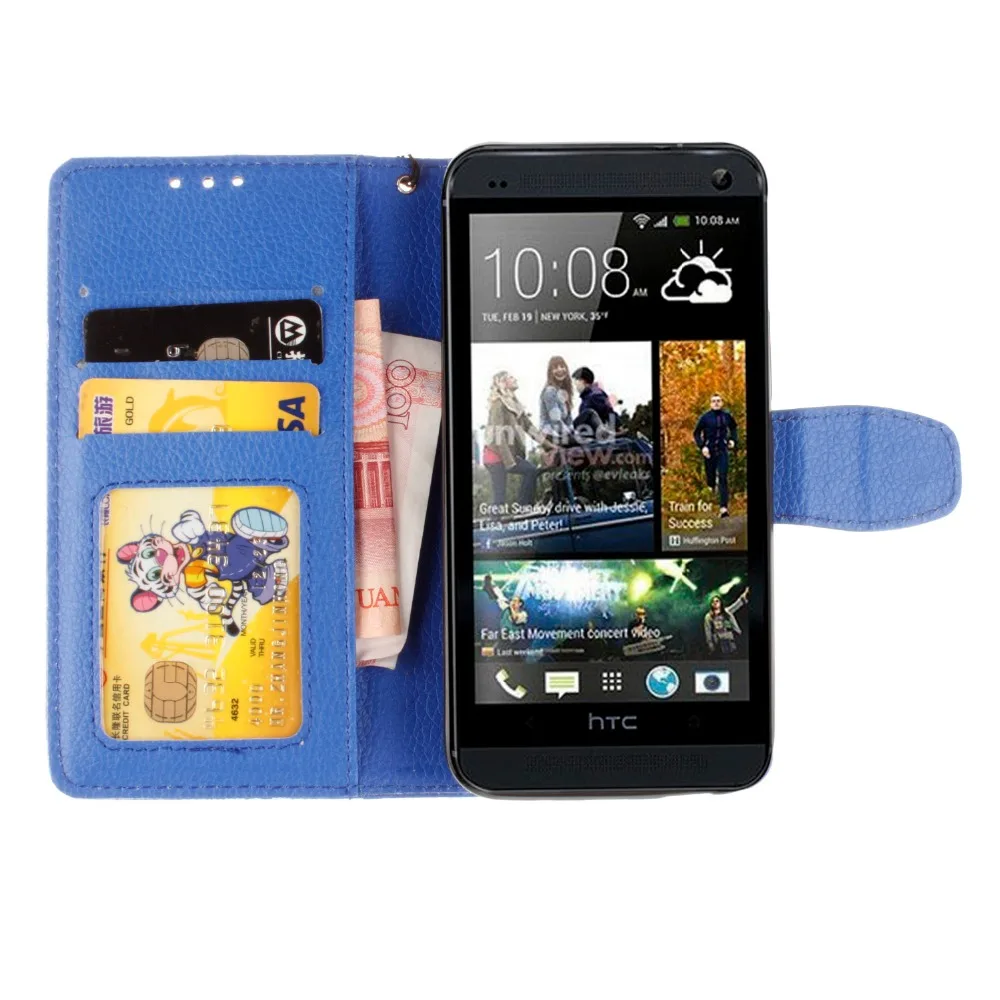 Luxury Retro Flip Case Cover For HTC One M7 Leather + Soft Silicon Wallet 801E Phone 4.7 inch | Мобильные телефоны и