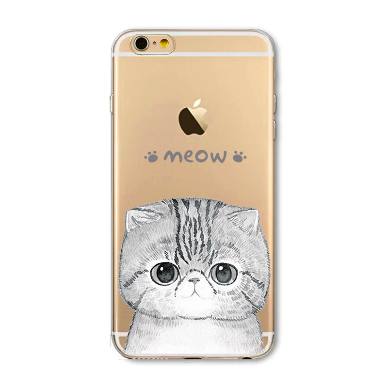 Cute Cat Phone Case For Apple iPhone 6 6S 5 5S SE Soft TPU Silicon Transparent Cover Owl Animal Cases for |