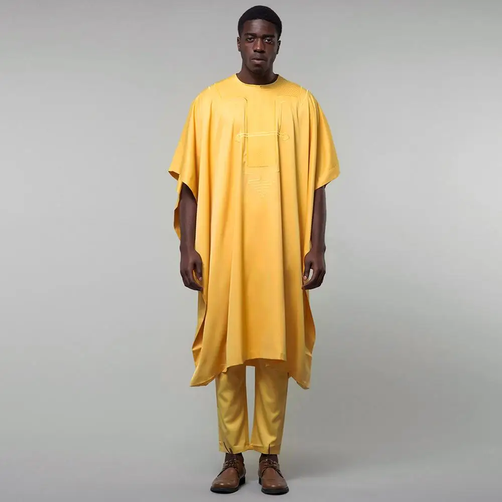 Dashiki-Yellow BOHISEN Африканский принт мужская одежда 3 шт. Базен агбада короткий рукав вечерние африканская Дашики печати формальное платье для мужчин - Цвет: Dashiki-Yellow