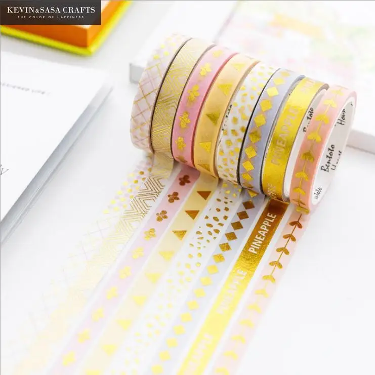 4 шт./компл. Фольга лента Washi качество канцелярские товары Сделай Сам Скрапбукинг фотоальбом Школьные Инструменты каваи записки Бумага наклейки подарок