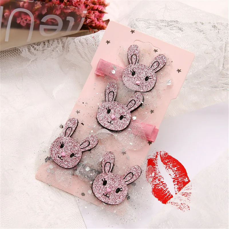 6 компл./лот милые заколки для волос девочек блестящие кроличьи шпильки с