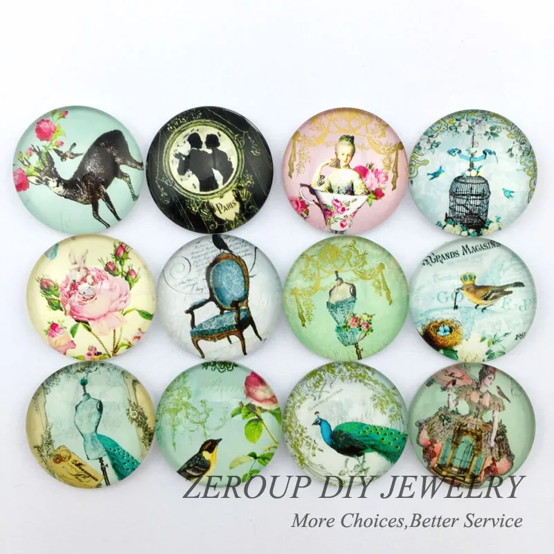 

ZEROUP круглые фотографии, стеклянный кабошон, смешанный узор, подходит для камео, основа для плоской задней части, ювелирные изделия, компонен...