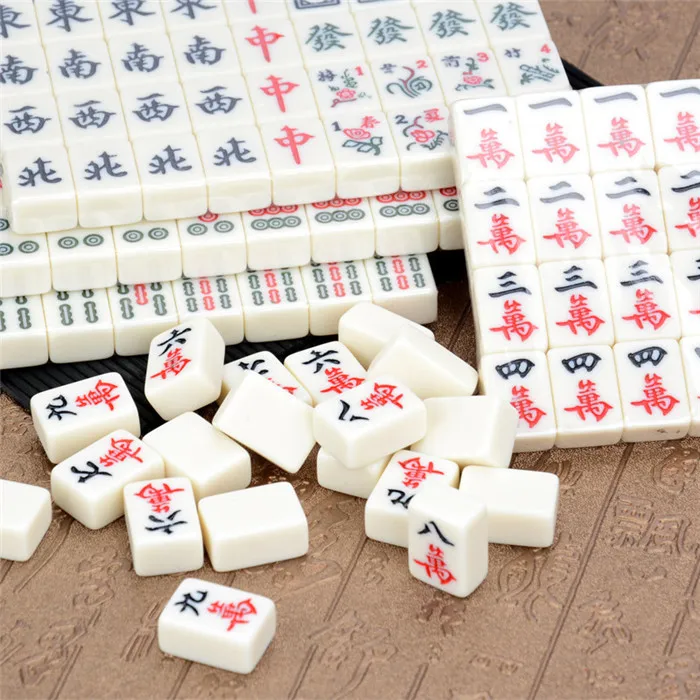 ivory Мини портативный дорожный весь набор Mah-Jong 22# Размер 22X15X12 мм настольная игра Маленькая китайская плитка маджонг с коробкой для хранения - Цвет: ivory