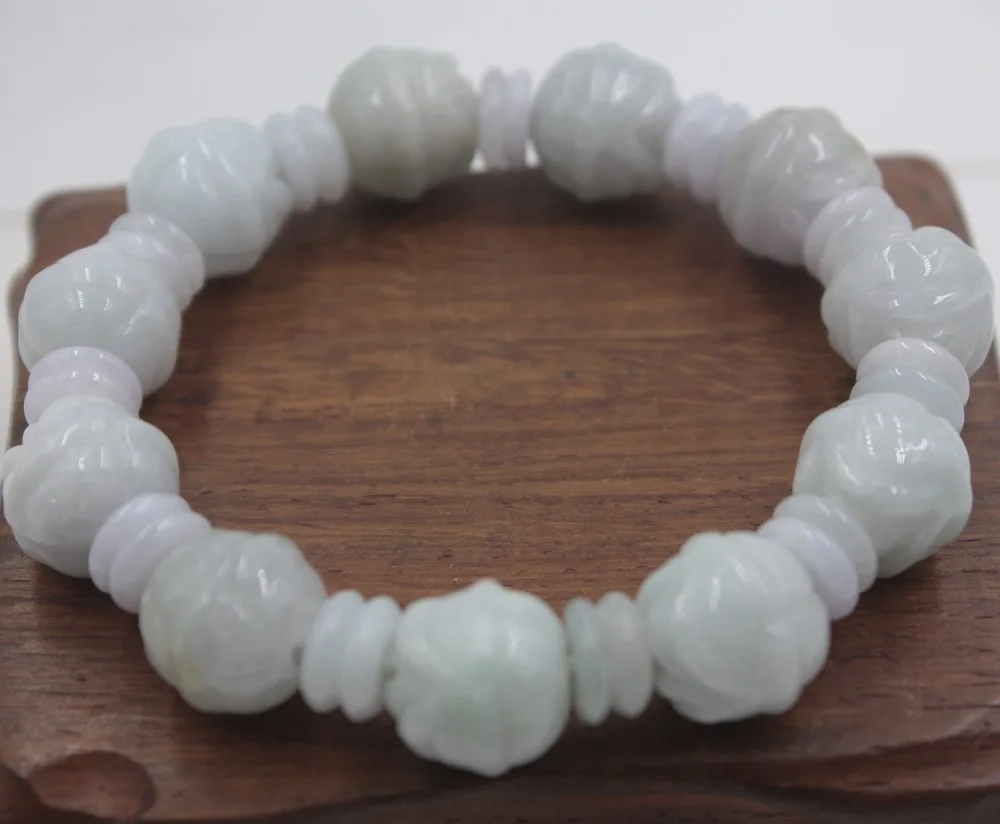 Lucky браслет из натурального нефрита Jadeite 13 мм резные розовые бусы 15 17cmL для женщин