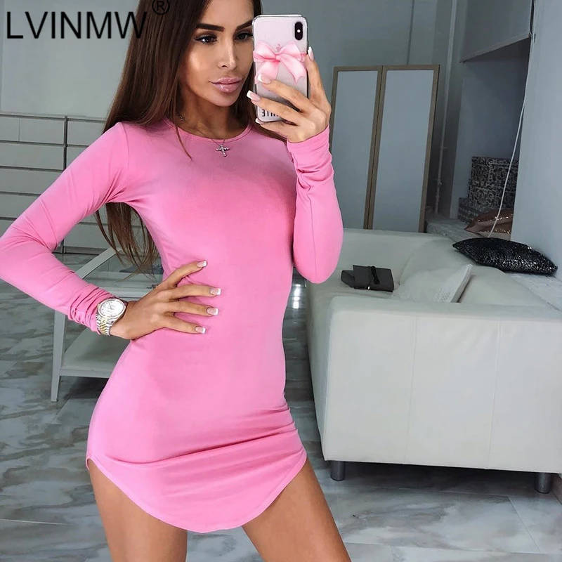 LVINMW модное замшевое кожаное облегающее платье Осень зима 2018 женское с длинным