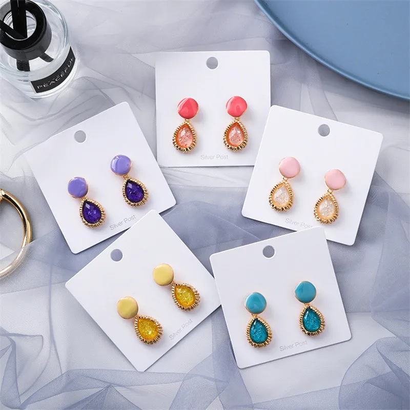 Винтажные Необычные круглые серьги в форме капли воды красочные со стразами