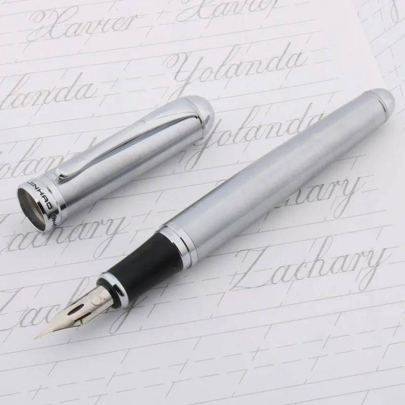 Stainless steel JINHAO 750 G перо изменение круглый корпус процветания тела английский медной каллиграфия перьевая ручка - Цвет: Stainless steel