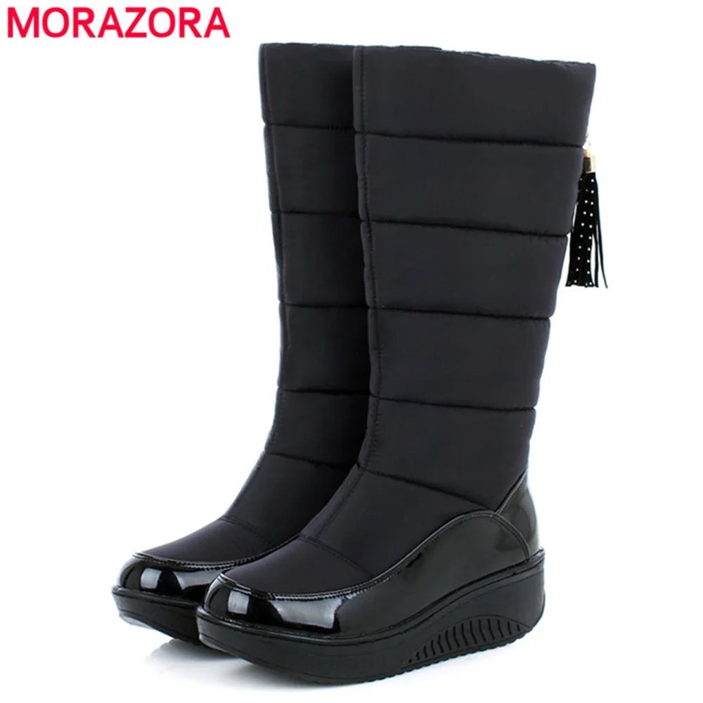 Женские зимние ботинки MORAZORA черные/синие из искусственной кожи на платформе