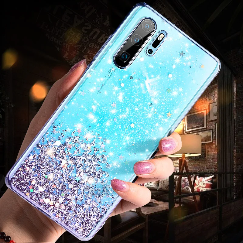 Роскошный силиконовый блестящий чехол для Huawei P30 pro ударопрочный из ТПУ с