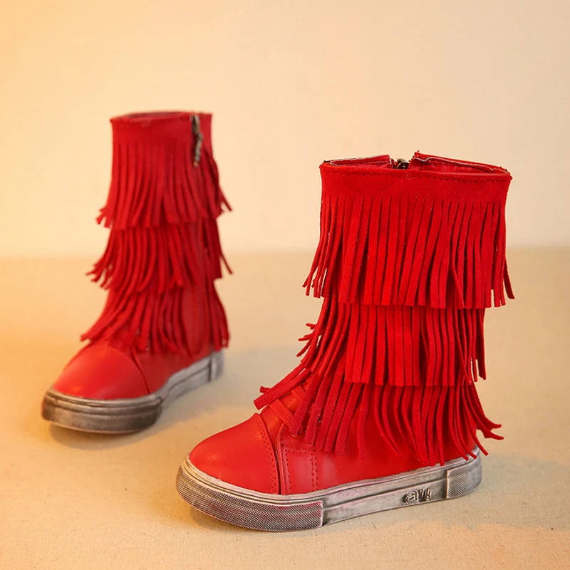 Новые Девушки Снег Сапоги Зимние Детская Обувь Кисточкой Теплые Короткие для