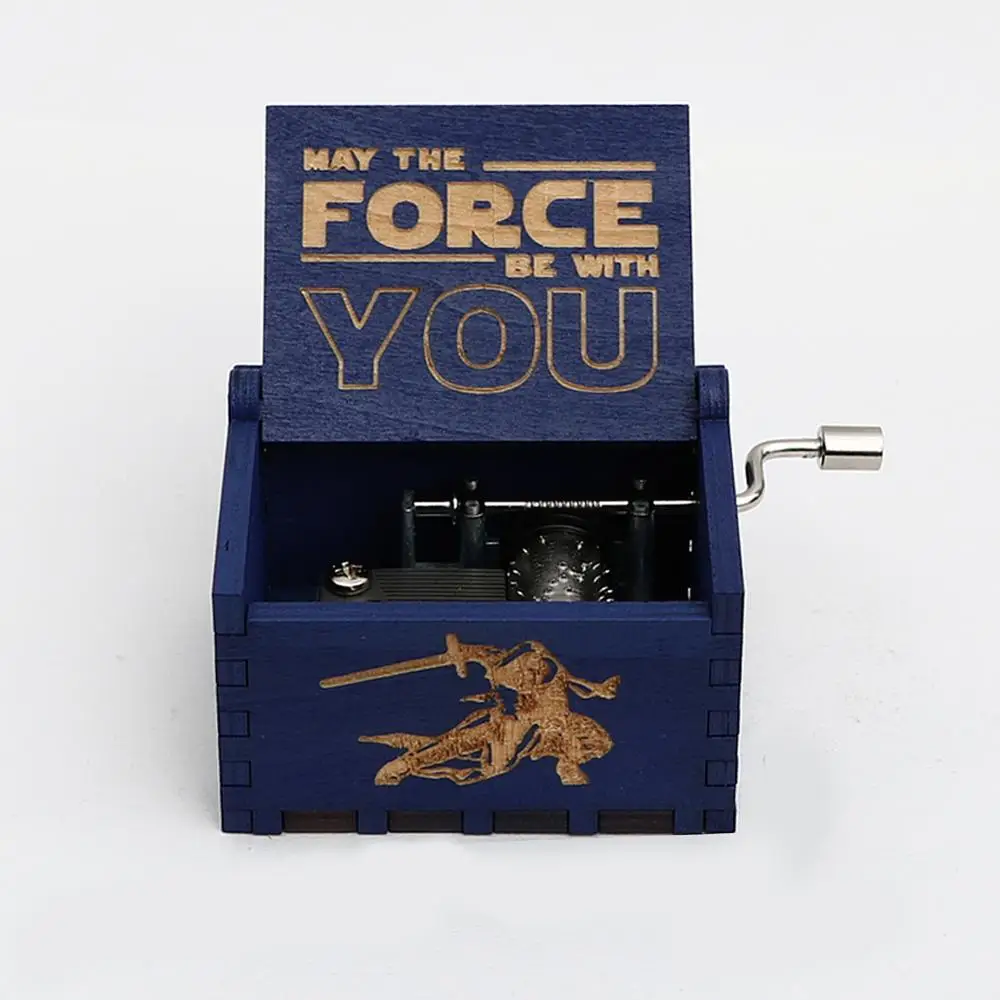 Антикварная деревянная резная музыкальная шкатулка ручной работы Черная