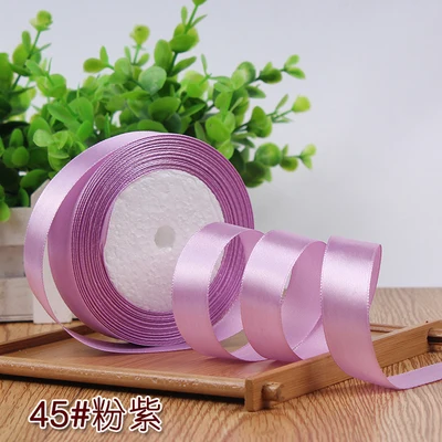 45 Pink purple 6/10/15/20/25/40 мм атласная лента корсажная лента для свадьбы для рождественской вечеринки украшения ручной работы с бантом ленты для поделок карточная игра подарки Обёрточная бумага расходные материалы - Цвет: 45 Pink purple