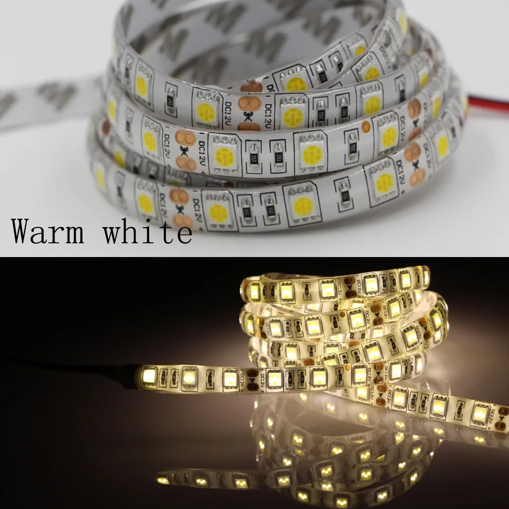 DC 12 в 1/2/3/4/5 м 5050 SMD RGB Светодиодные ленты светильник Водонепроницаемый гибкая светодиодная лента полоска светильник 60 светодиодный s/M Тира домашний декор, лампа для автомобиля