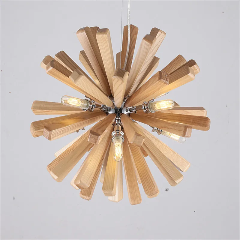 Северная Европа Деревянный светильник винтажный ресторан кафе твердой