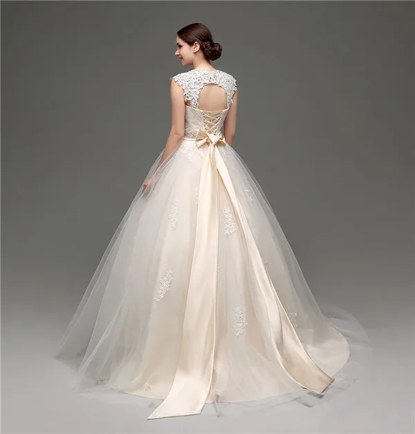 iLoveWedding Light Champagne Ball Gown Wedding Dresses Women Formal Tulle Lace Bridal Gowns With Sashes Vestidos de novia 30233 | Свадьбы и