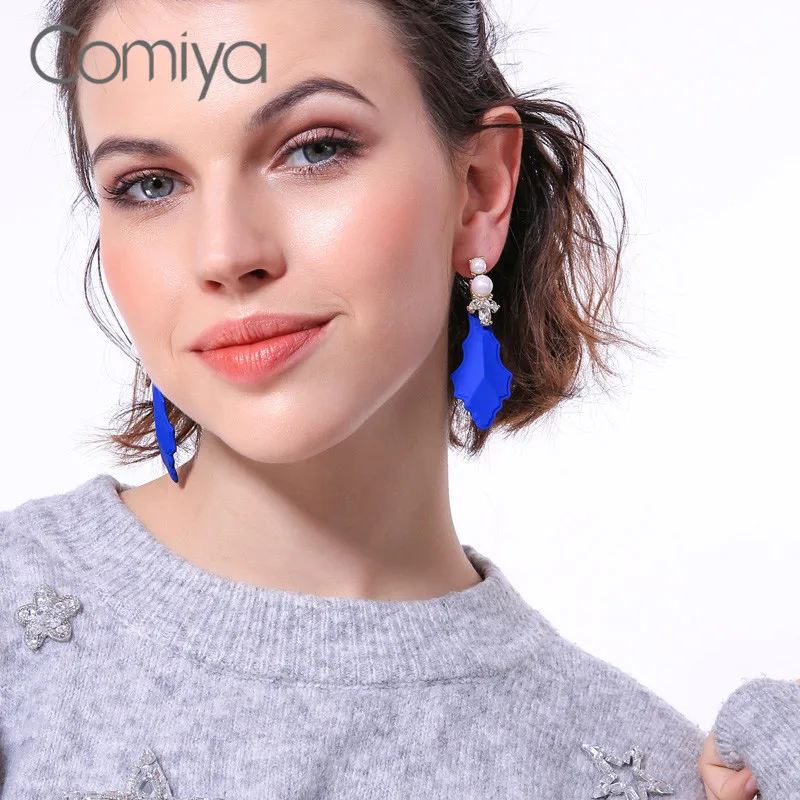 Comiya модные Висячие серьги для женщин акриловая подвеска с жемчужиной цветок