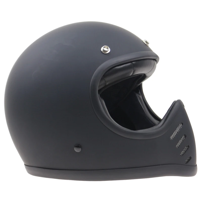 Мотоциклетный шлем Cafe Racer в стиле ретро с 3-контактной пряжкой черный белый и