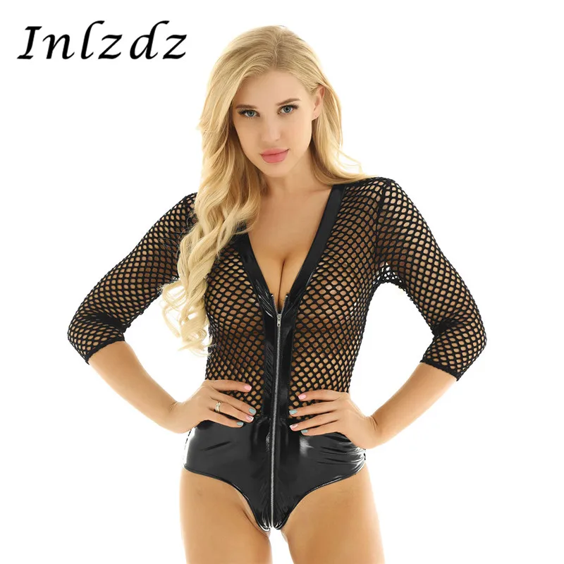 Женский комплект нижнего белья гимнастический купальник боди прозрачный