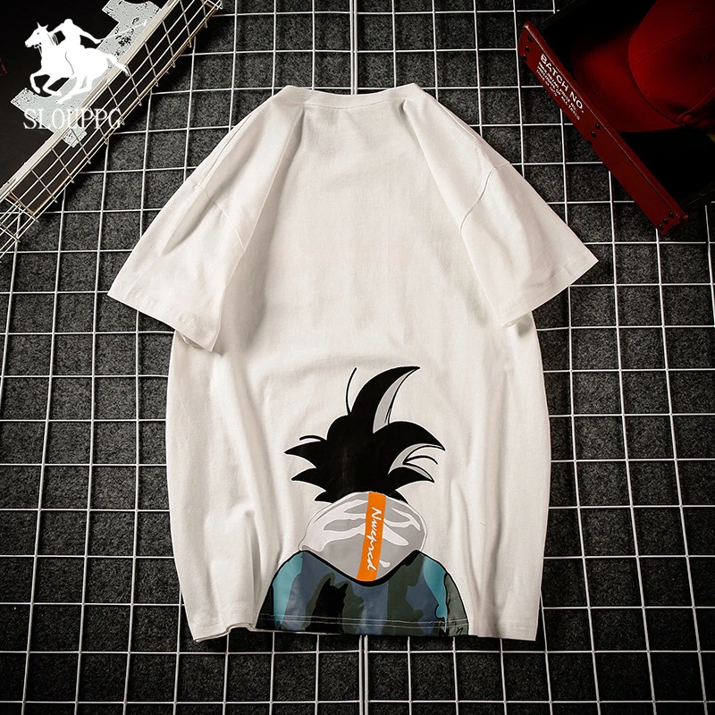 2109 SLOUPPG Dragon Ball японский хараджику Catton принт Мужская футболка хип хоп стиль