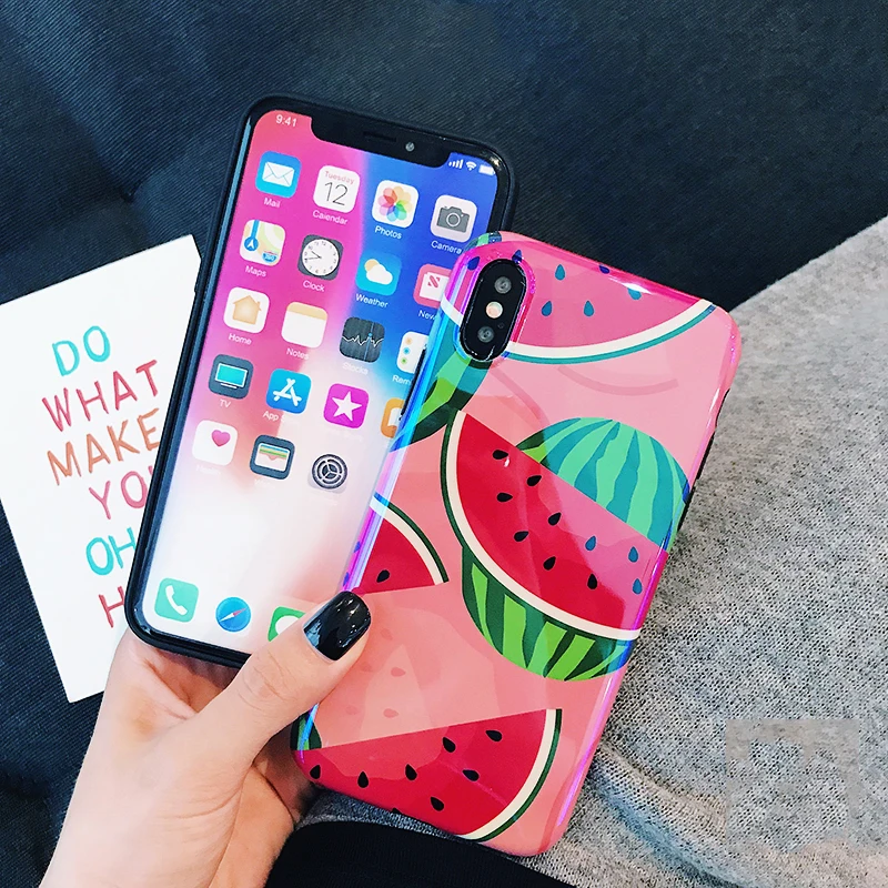 LOVECOM Blu-Ray чехлы для iPhone XR XS Max X 6 6S 7 8 Plus милый фруктовый персиковый ананас арбуз