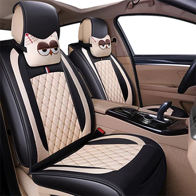 Beige Comfortable Передняя+ задняя) кожаные и льняные автомобильные чехлы для сидений renault logan 2 laguna 2 sandero fluence megane 2 3 symbol kadjar kangoo sander - Название цвета: Beige Comfortable