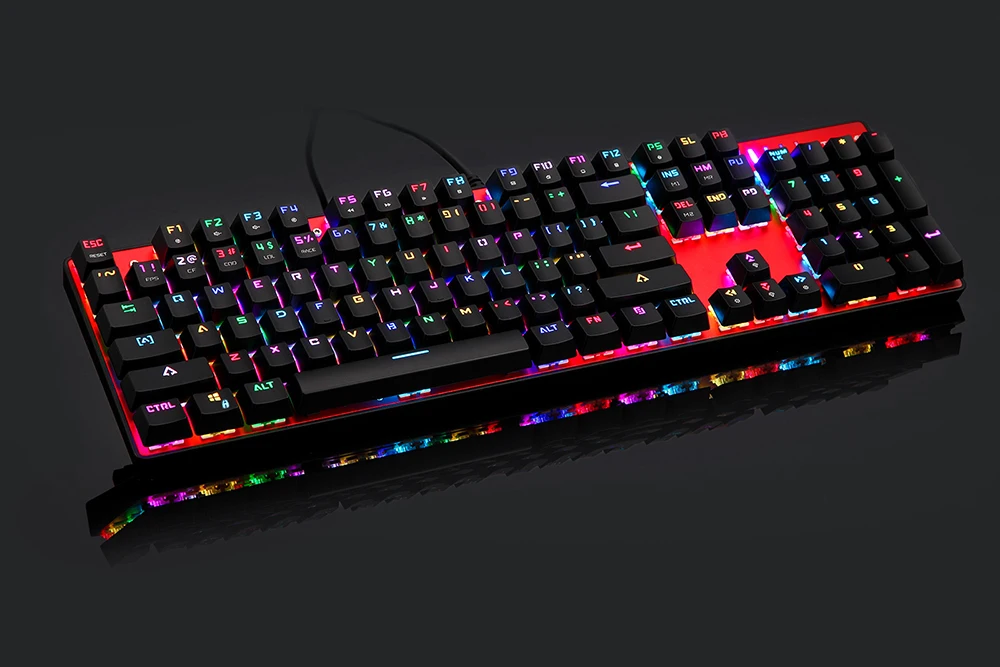 Motospeed CK104 игровая механическая клавиатура Русский Английский красный переключатель синий металлический проводной светодиодный с подсветкой RGB анти-привидение для геймера