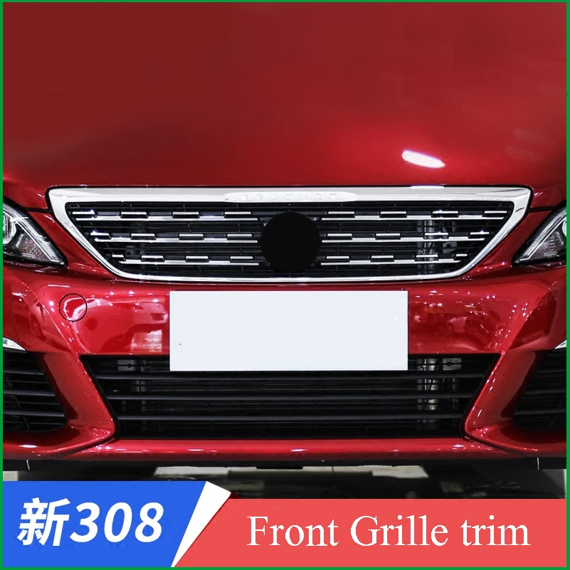 Для Peugeot 308 T9 2016 2017 2018 нержавеющая сталь Передняя решетка гриль стойка