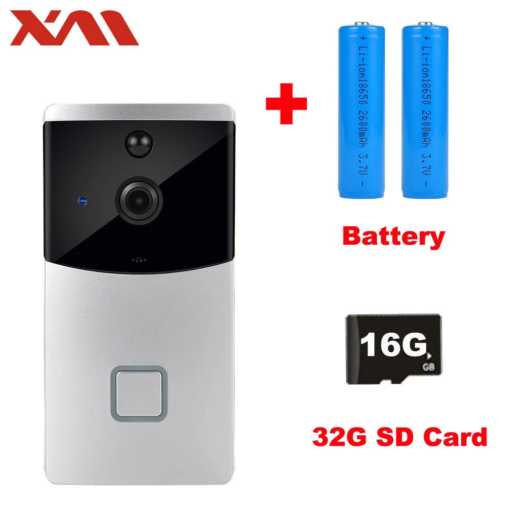 Doorbell with 16G XM видеодомофоны дверные звонки беспроводной PIR смарт стены Wi Fi удаленного мониторинга камера Низкая мощность 6 месяцев в режиме ожидания - Цвет: Doorbell with 16G
