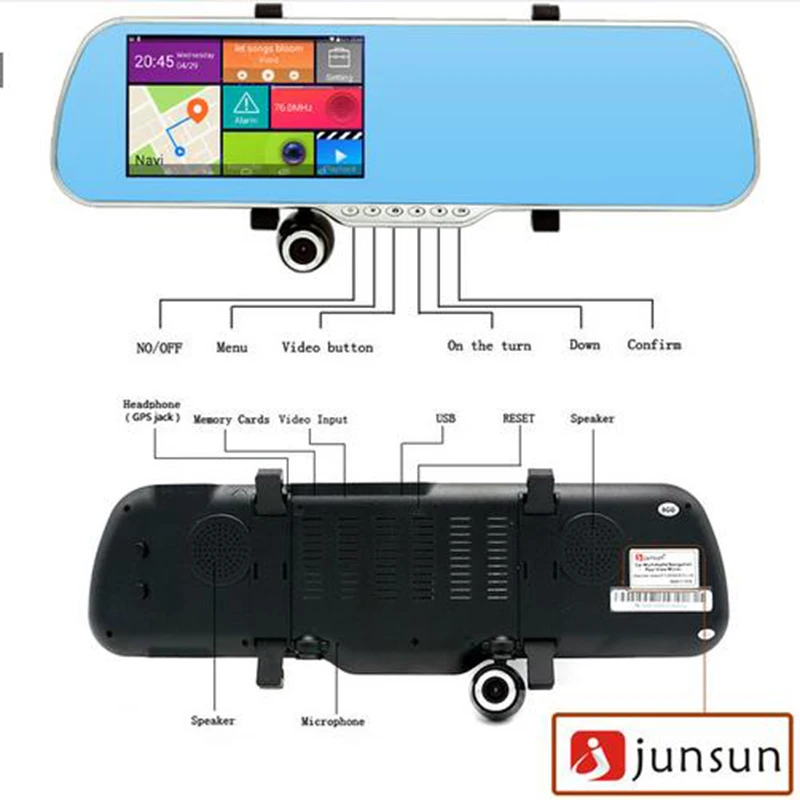 зеркало заднего вида с видеорегистратором и камера 5&quot IPS Android навигатор