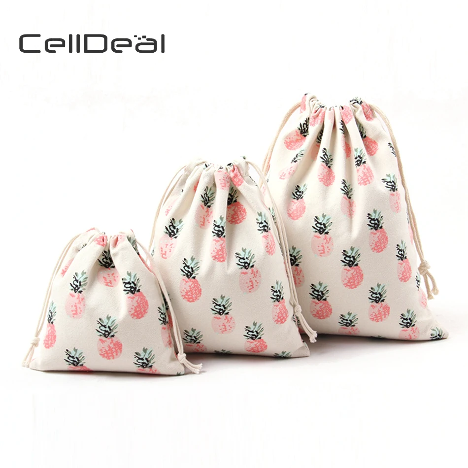 CellDeal обувь для девочек Drawstring сумки женщин хлопок холст на плечо шнурок ананас