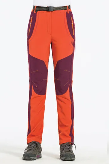 women orange Facecozy, женские зимние уличные флисовые походные брюки, женские осенние теплые флисовые брюки, спортивные брюки для альпинизма, лыжного спорта - Цвет: women orange