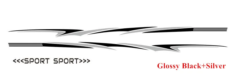 Glossy Black-Silver Автомобильные спортивные графические наклейки, декоративные наклейки на талию для Toyota Vitz, Автомобильные Боковые аксессуары, виниловые наклейки на заказ - Название цвета: Glossy Black-Silver