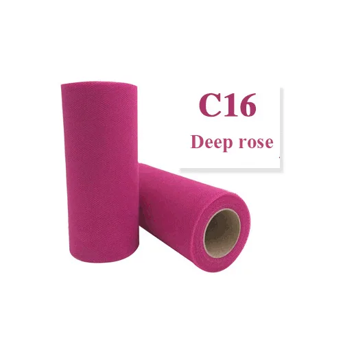 C16 Deep rose Тюлевая юбка-пачка «сделай сам» из органзы для свадебной вечеринки, 15 см, 22 м - Цвет: C16 Deep rose