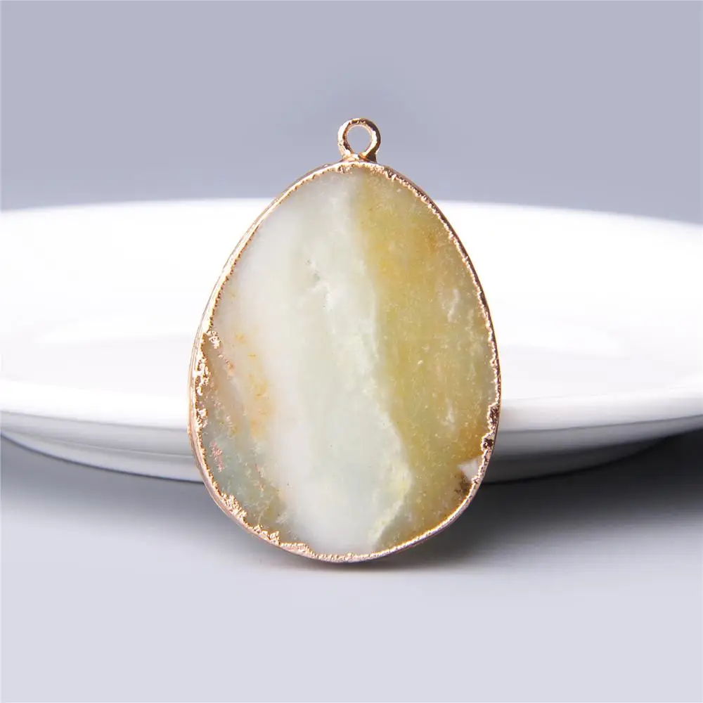Ожерелье с кулоном из натурального камня друза кулон Drusy жеодовый кварц